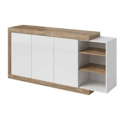 Garnero Arredamenti Credenza 180x86h cm 3 ante moderna bianco lucido rovere Aria Online