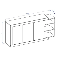 Garnero Arredamenti Credenza 180x86h cm 3 ante moderna bianco lucido rovere Aria Online