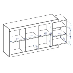 Garnero Arredamenti Credenza 180x86h cm 3 ante moderna bianco lucido rovere Aria Online