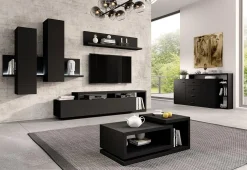 Garnero Arredamenti Credenza 180x97h cm 2 ante soggiorno Megan Gihome® Nero Opaco Outlet