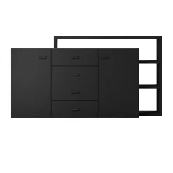 Garnero Arredamenti Credenza 180x97h cm 2 ante soggiorno Megan Gihome® Nero Opaco Outlet
