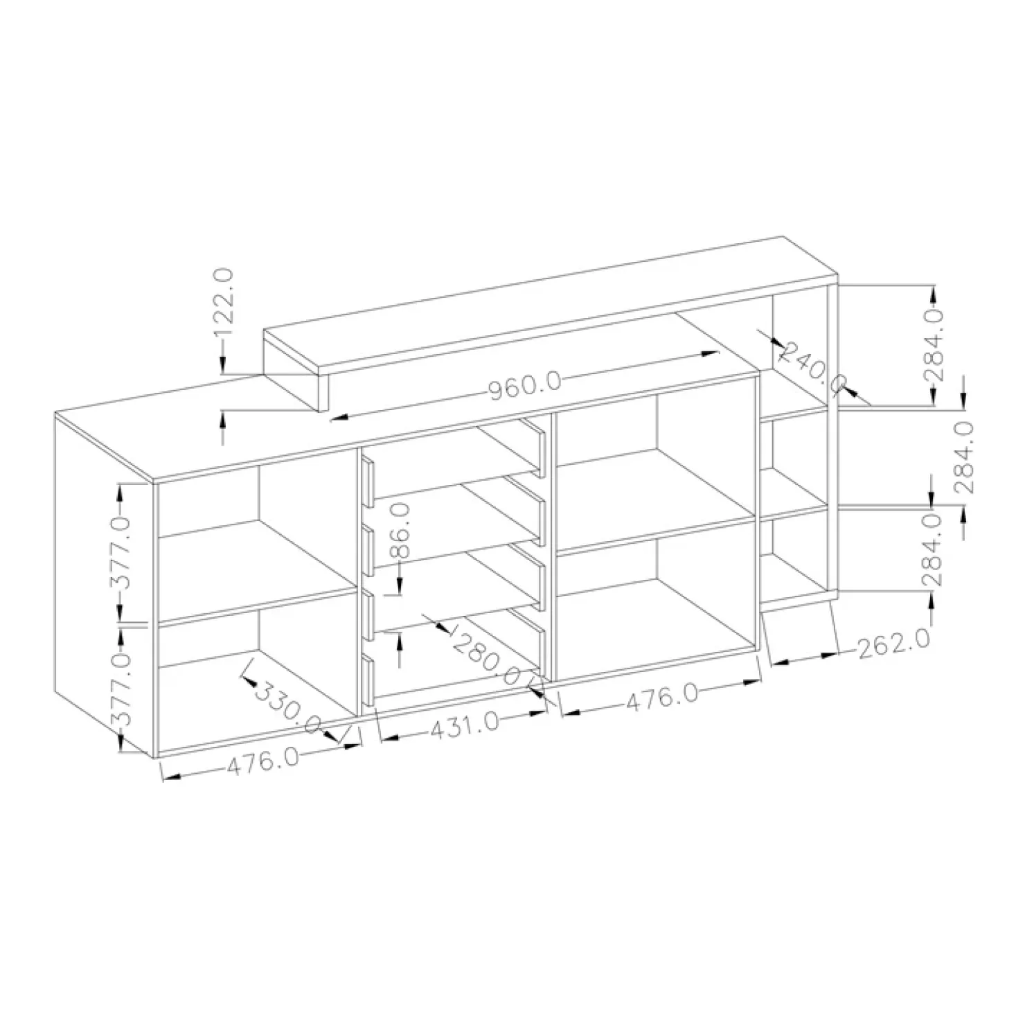 Garnero Arredamenti Credenza 180x97h cm 2 ante soggiorno Megan Gihome® Nero Opaco Outlet