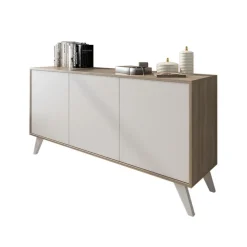 Garnero Arredamenti Credenza 154x72h cm 3 ante soggiorno rovere bianco frassinato Divine Bianco Frassinato - Rovere Clearance