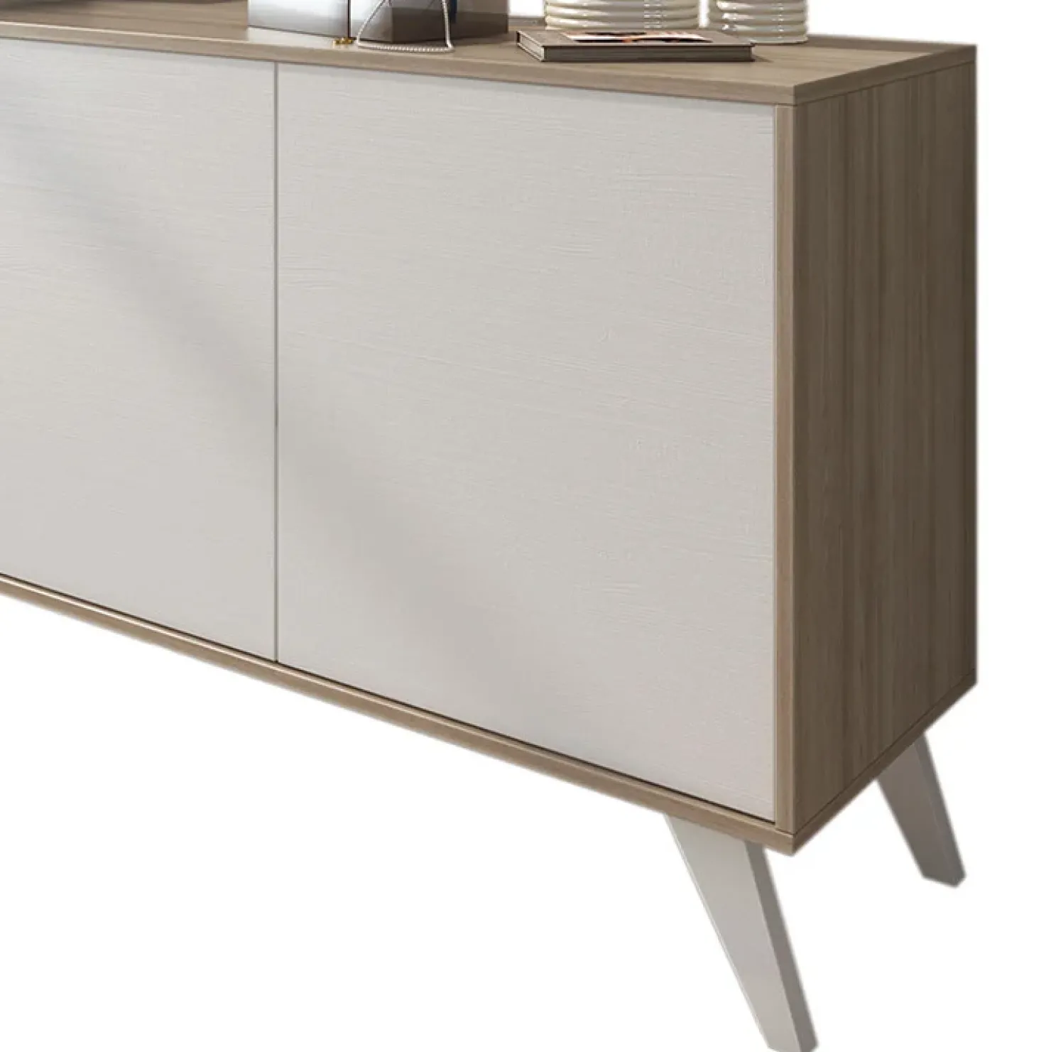 Garnero Arredamenti Credenza 154x72h cm 3 ante soggiorno rovere bianco frassinato Divine Bianco Frassinato - Rovere Clearance
