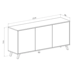 Garnero Arredamenti Credenza 154x72h cm 3 ante soggiorno rovere bianco frassinato Divine Bianco Frassinato - Rovere Clearance