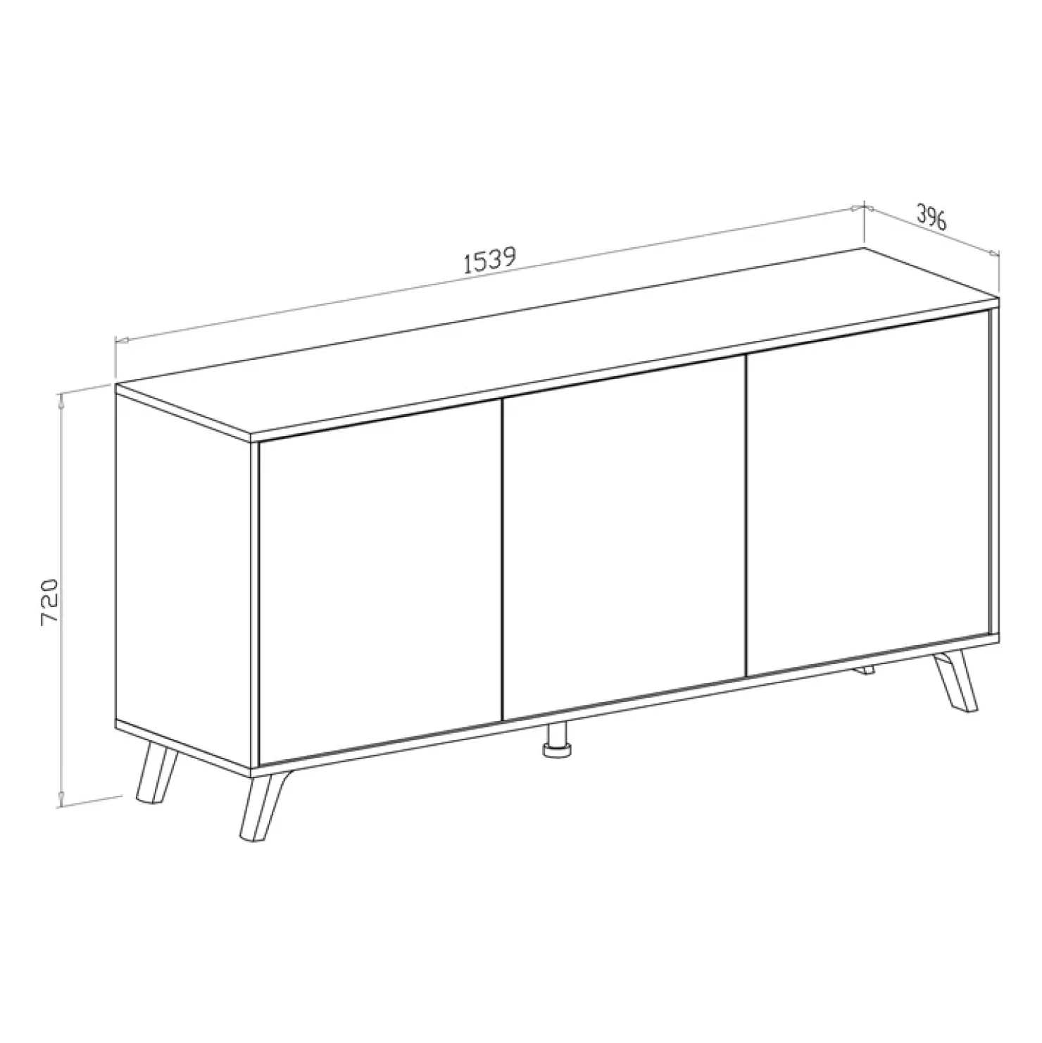 Garnero Arredamenti Credenza 154x72h cm 3 ante soggiorno rovere bianco frassinato Divine Bianco Frassinato - Rovere Clearance