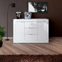 Garnero Arredamenti Credenza 120x80h cm 3 cassetti 2 ante bianco lucido Chanel Gihome®