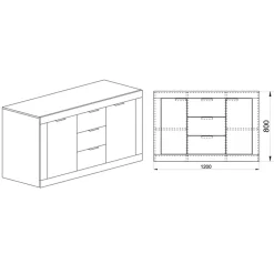 Garnero Arredamenti Credenza 120x80h cm 3 cassetti 2 ante bianco lucido Chanel Gihome®