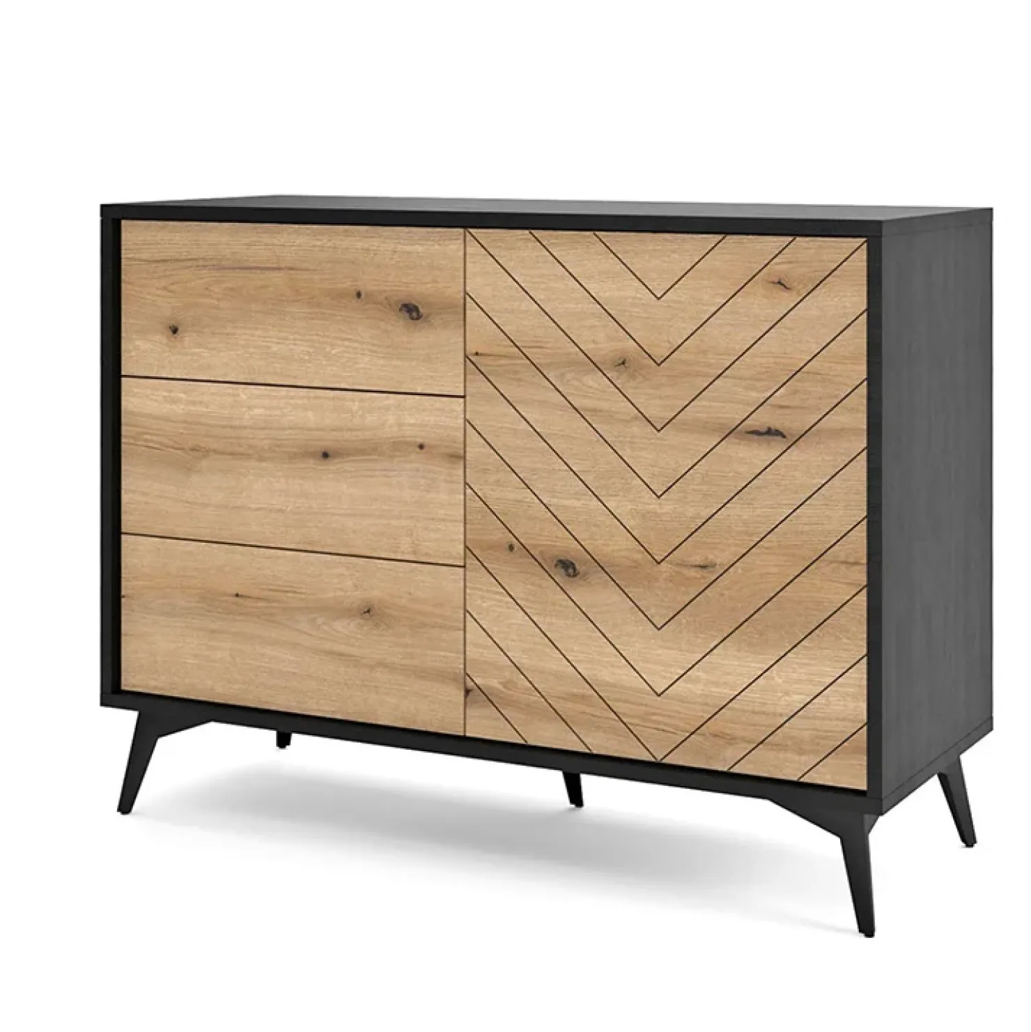 Garnero Arredamenti Credenza 104x77h cm 3 cassetti moderna soggiorno quercia nero Becca Online