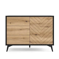 Garnero Arredamenti Credenza 104x77h cm 3 cassetti moderna soggiorno quercia nero Becca Online