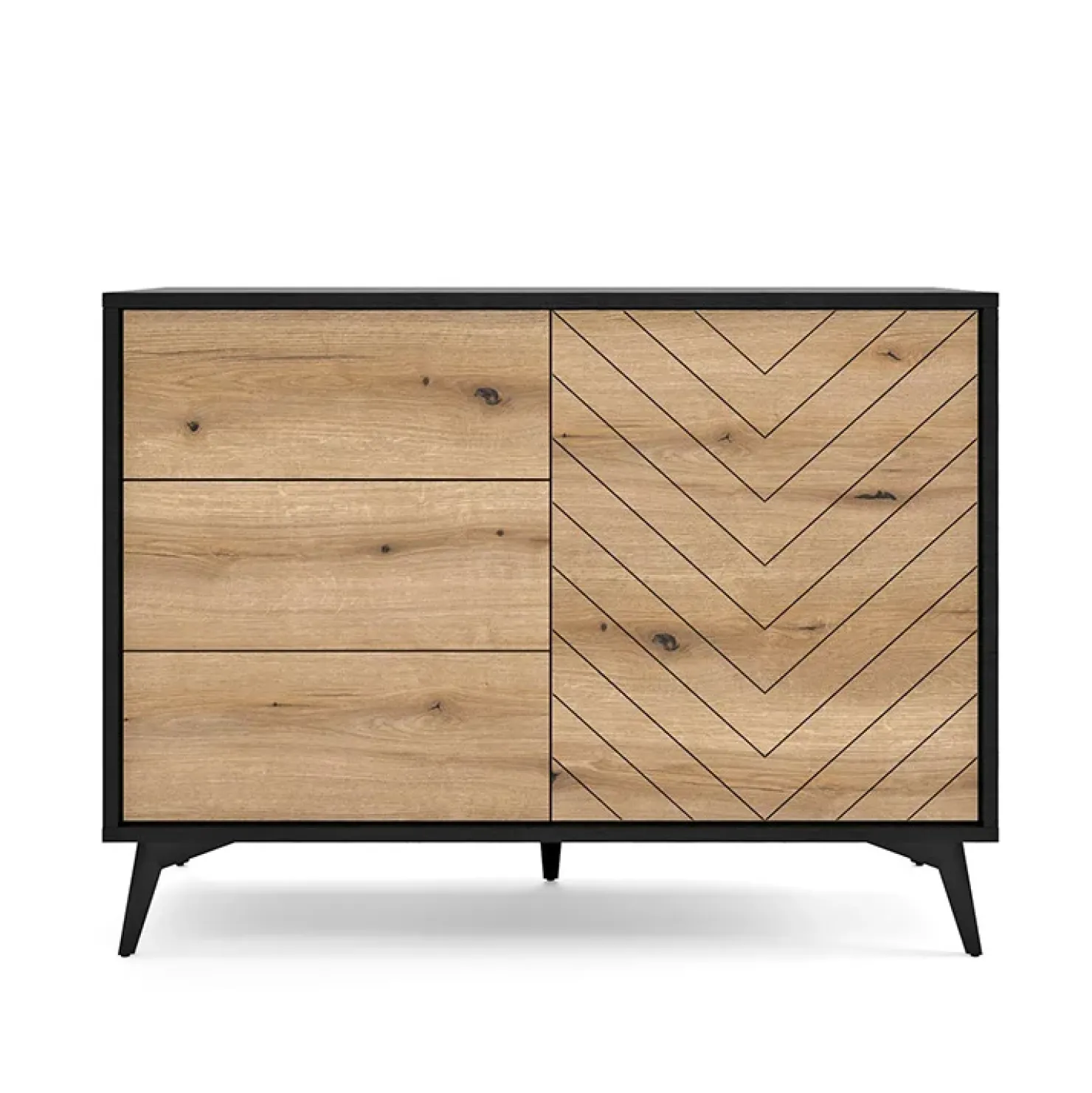 Garnero Arredamenti Credenza 104x77h cm 3 cassetti moderna soggiorno quercia nero Becca Online