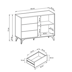 Garnero Arredamenti Credenza 104x77h cm 3 cassetti moderna soggiorno quercia nero Becca Online