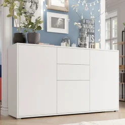 Garnero Arredamenti Credenza 141x93h cm 2 cassetti 3 ante moderna bianco Eindhoven New
