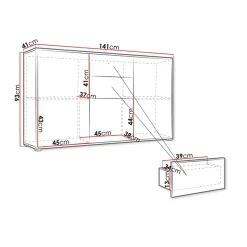 Garnero Arredamenti Credenza 141x93h cm 2 cassetti 3 ante moderna bianco Eindhoven New