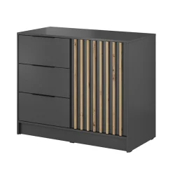 Garnero Arredamenti Credenza 105x86h cm 3 cassetti moderna quercia Miller Antracite Sale