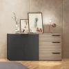 Garnero Arredamenti Credenza 160x86h cm 3 cassetti moderna rovere nero opaco Cattelan Sale