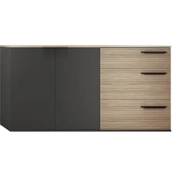 Garnero Arredamenti Credenza 160x86h cm 3 cassetti moderna rovere nero opaco Cattelan Sale