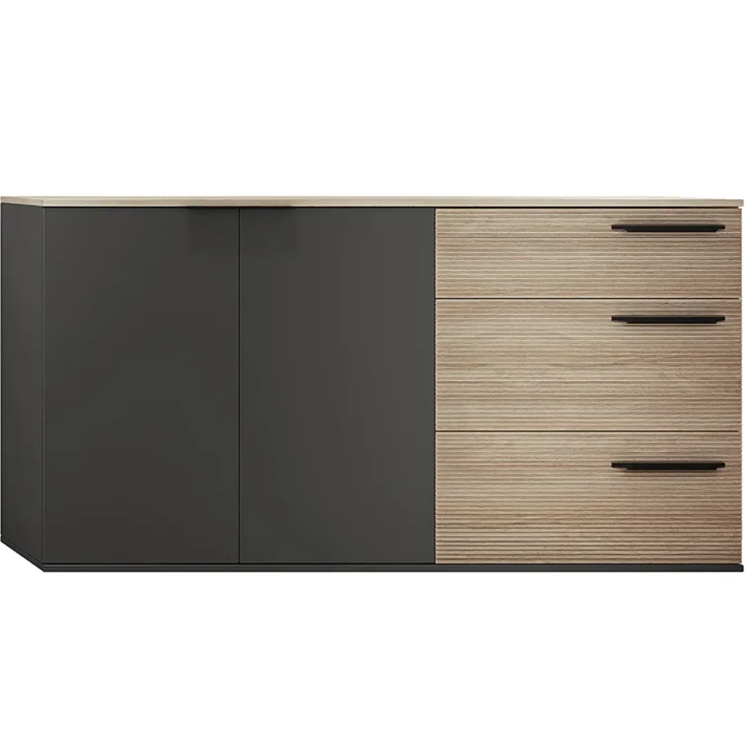 Garnero Arredamenti Credenza 160x86h cm 3 cassetti moderna rovere nero opaco Cattelan Sale