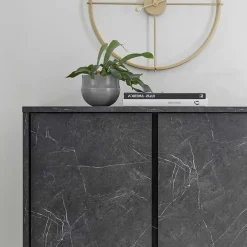 Garnero Arredamenti Credenza 92x145h cm alta 4 ante moderna effetto Viking Marmo Nero New