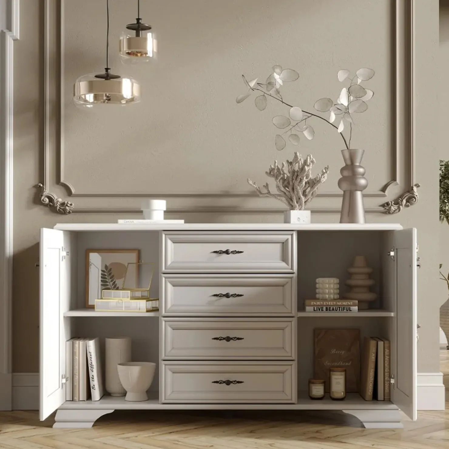 Garnero Arredamenti Credenza 155x90h cm arte povera bianco Angela Outlet