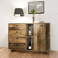 Garnero Arredamenti Credenza 120x85h cm con cassetti moderna legno vecchio antico West Gihome® Hot