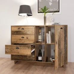 Garnero Arredamenti Credenza 120x85h cm con cassetti moderna legno vecchio antico West Gihome® Hot