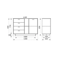 Garnero Arredamenti Credenza 120x85h cm con cassetti moderna legno vecchio antico West Gihome® Hot