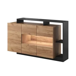 Garnero Arredamenti Credenza 155x94h cm con vetrinetta moderna rovere antracite Blob Rovere - Antracite Discount