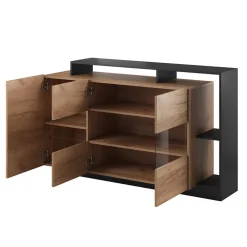 Garnero Arredamenti Credenza 155x94h cm con vetrinetta moderna rovere antracite Blob Rovere - Antracite Discount