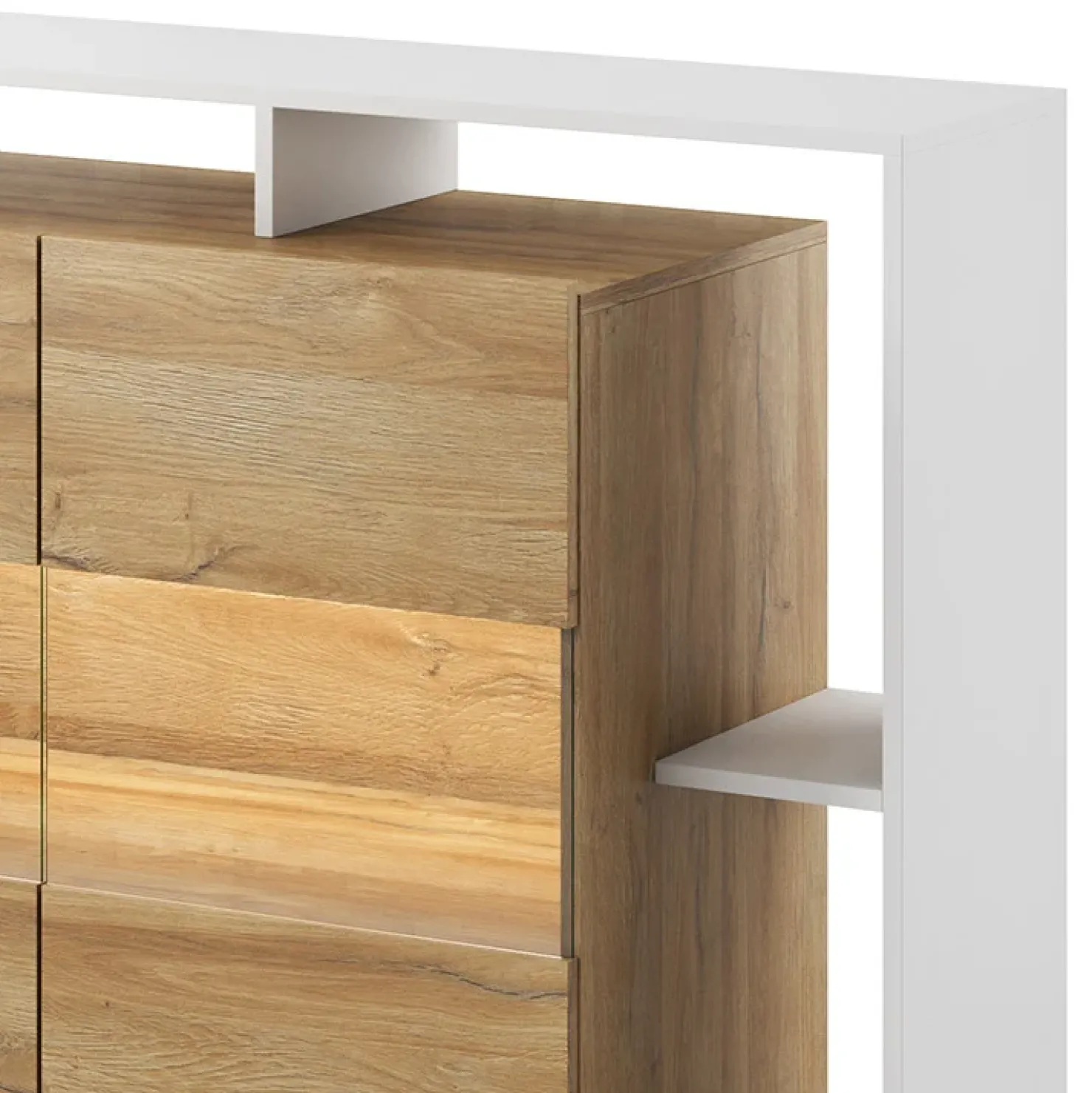 Garnero Arredamenti Credenza 155x94h cm con vetro moderna rovere bianco Blob Rovere - Bianco opaco Sale