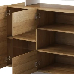 Garnero Arredamenti Credenza 155x94h cm con vetro moderna rovere bianco Blob Rovere - Bianco opaco Sale