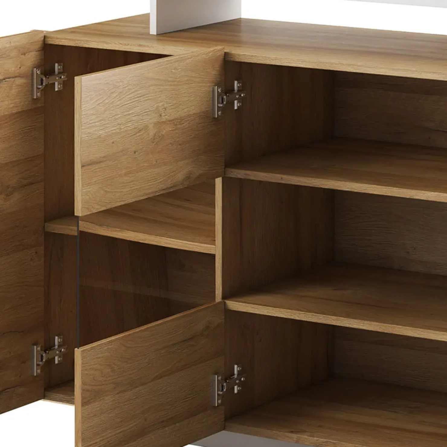 Garnero Arredamenti Credenza 155x94h cm con vetro moderna rovere bianco Blob Rovere - Bianco opaco Sale