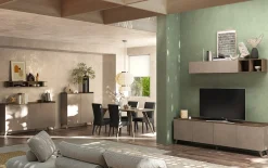Garnero Arredamenti Credenza 121x126h cm moderna bronzo rovere scuro Jonson Tortora - Noce New