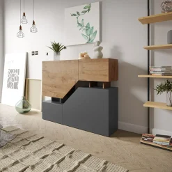 Garnero Arredamenti Credenza 120x100h cm moderna design rovere antracite Modesta Rovere - Antracite Online