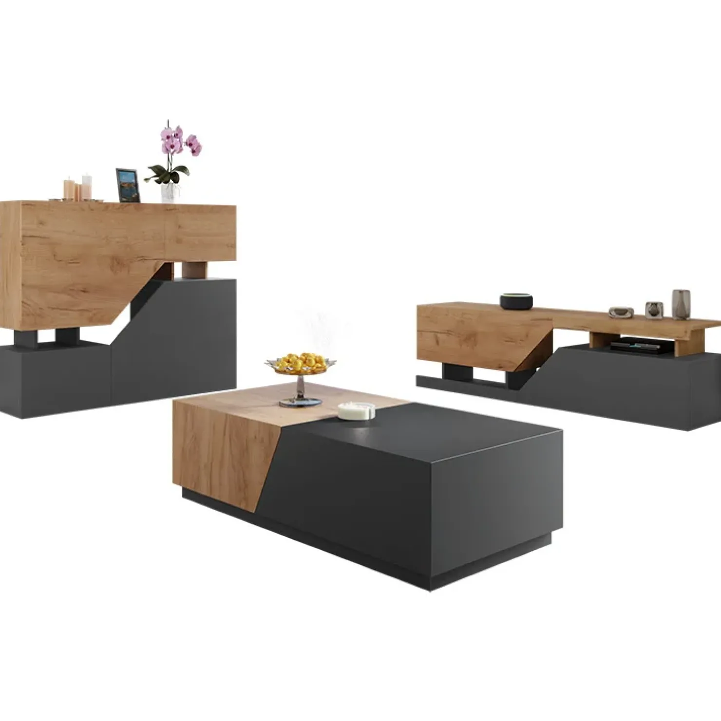 Garnero Arredamenti Credenza 120x100h cm moderna design rovere antracite Modesta Rovere - Antracite Online