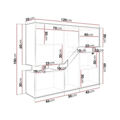 Garnero Arredamenti Credenza 120x100h cm moderna design rovere antracite Modesta Rovere - Antracite Online