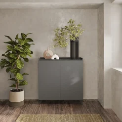 Garnero Arredamenti Credenza 121x126h cm moderna grigio scuro antracite Jonson Ossido - Grigio Best