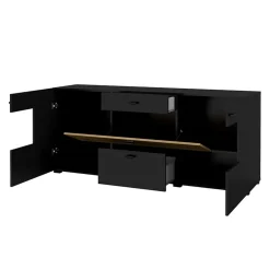 Garnero Arredamenti Credenza 165x71h cm moderna nero rovere chiaro Maserati Rovere - Nero opaco Outlet