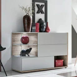 Garnero Arredamenti Credenza 120x77h cm moderna quercia grigio opaco Oviedo Gihome® Grigio - Rovere Outlet