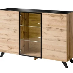 Garnero Arredamenti Credenza 150x100h cm moderna rovere miele nero Tropical Gihome® New