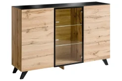 Garnero Arredamenti Credenza 150x100h cm moderna rovere miele nero Tropical Gihome® New