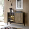 Garnero Arredamenti Credenza 104x83h cm  moderna soggiorno nero rovere antico cannettato Bali Hot