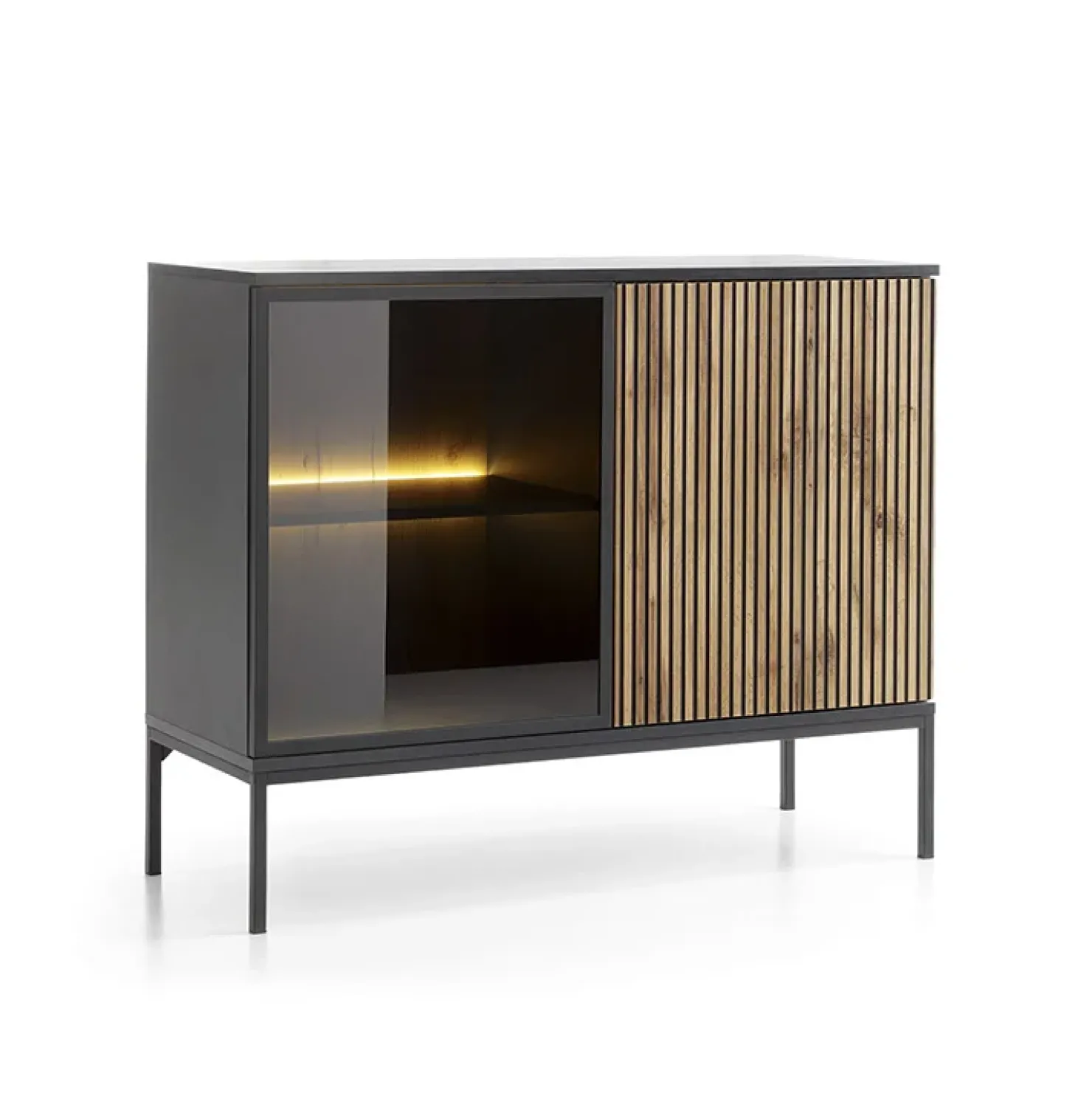 Garnero Arredamenti Credenza 104x83h cm moderna soggiorno nero rovere antico cannettato Bali Hot