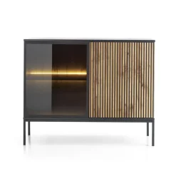 Garnero Arredamenti Credenza 104x83h cm moderna soggiorno nero rovere antico cannettato Bali Hot