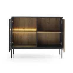 Garnero Arredamenti Credenza 104x83h cm moderna soggiorno nero rovere antico cannettato Bali Hot