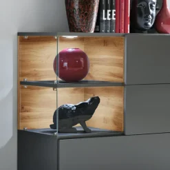 Garnero Arredamenti Credenza 120x77h cm moderna soggiorno rovere antracite Oviedo Gihome® Antracite - Rovere Rustico Discount