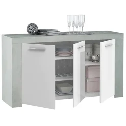 Garnero Arredamenti Credenza 144x80h cm moderna soggiorno bianco cemento Zante Best