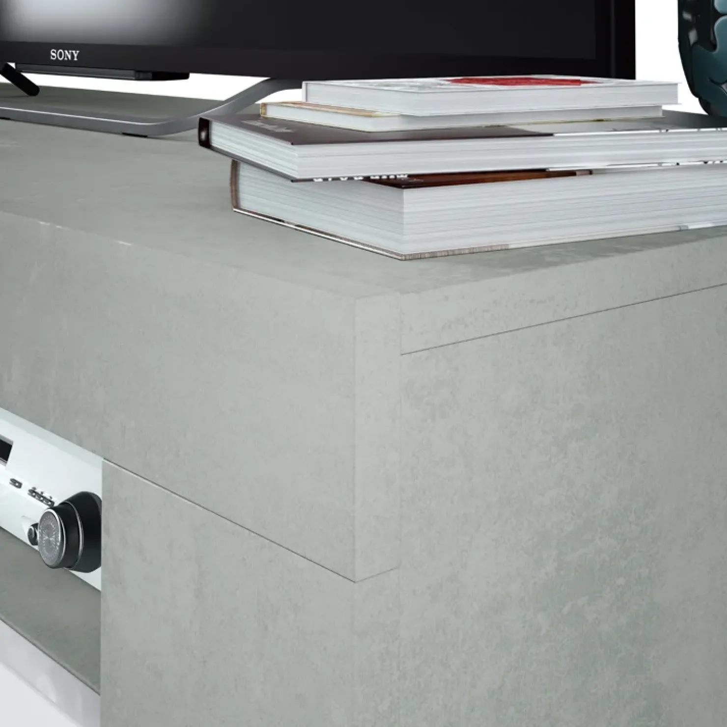 Garnero Arredamenti Credenza 144x80h cm moderna soggiorno bianco cemento Zante Best