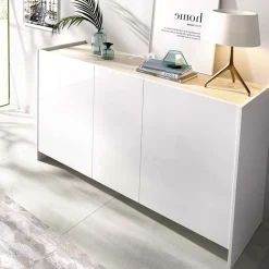 Garnero Arredamenti Credenza 138x75h cm moderna soggiorno bianco opaco rovere Norton Best