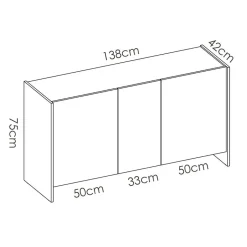Garnero Arredamenti Credenza 138x75h cm moderna soggiorno bianco opaco rovere Norton Best